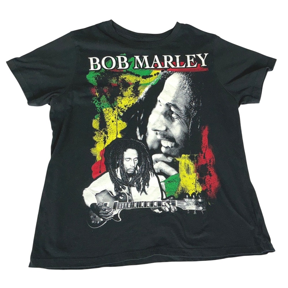 Bob Marley Graphic T-Shirt Black Rasta Reggae Music Tee 1X Fifty-Six Hope Road
